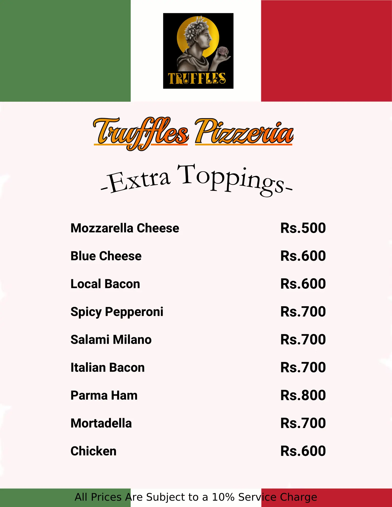truffles pizzeria extras