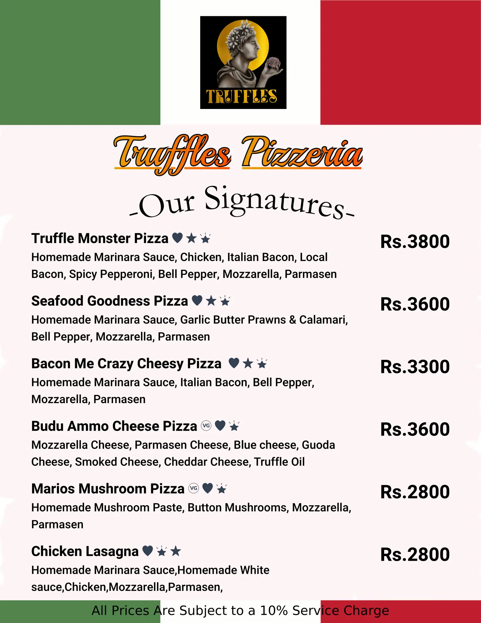 truffles pizzeria signature pizzas